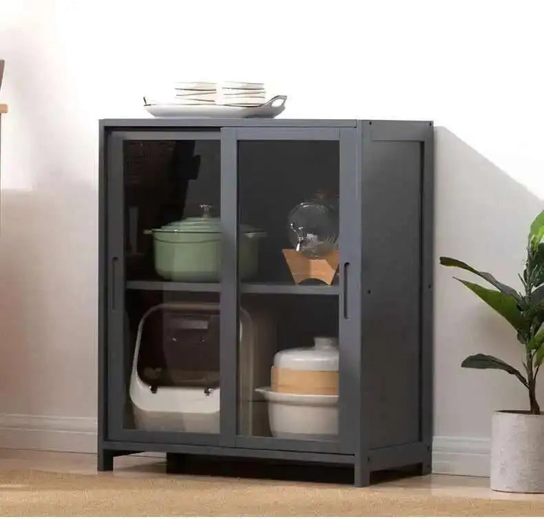 Modern Minimalist Kitchen Cabinet for Home Dust-proof Two-way Sliding Door