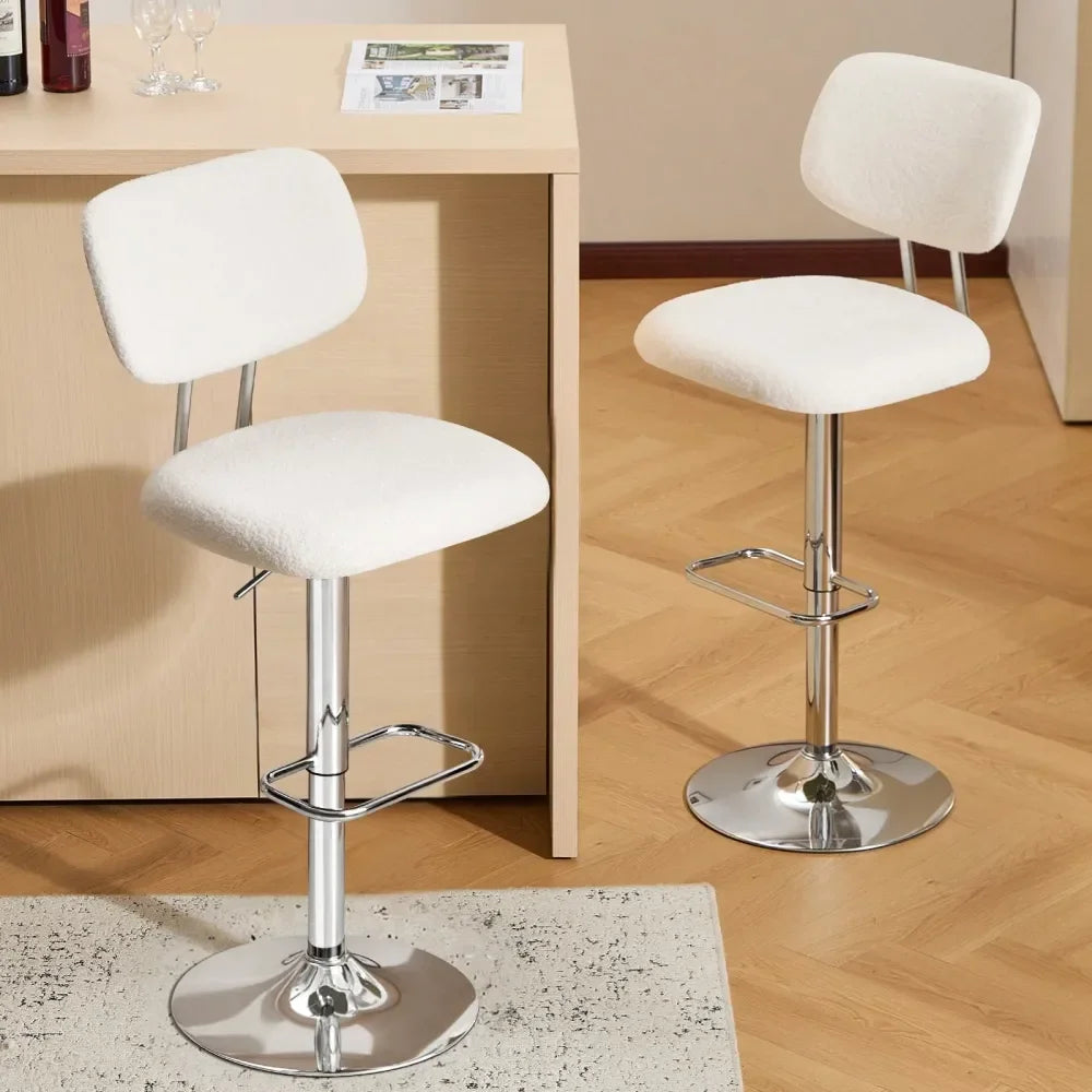 Modern Beauty Bar Stools Set Of 2 Adjustable Velvet Barstools With Backrest