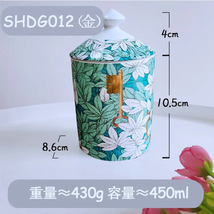 Ceramic Scented Candle Jar with Lid Exquisite Red Lip Ornament Jewelry Box