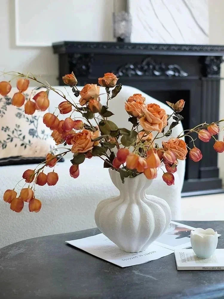 French Ceramic Vase Minimalist Floral Vessel Table Centerpiece Home Decor
