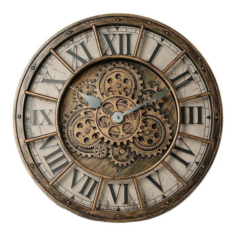 Retro Rotating Gear Wall Clock Home Decorative Wall Clock Stylish Silent