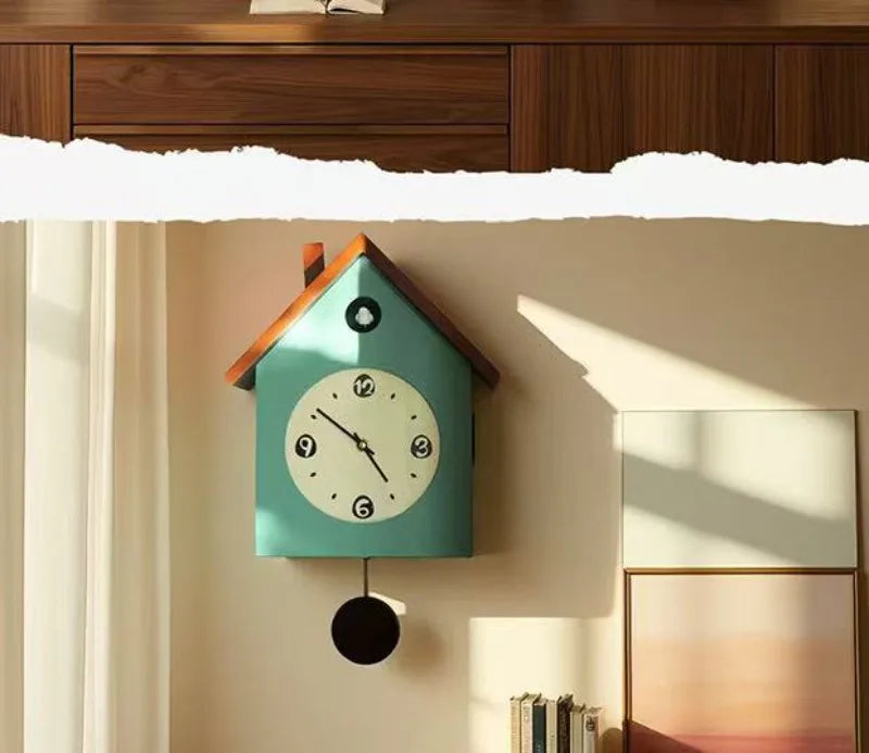 Wooden Cuckoo Bird Wall Clock Pendulum Creative Living Room Pendulum Clock