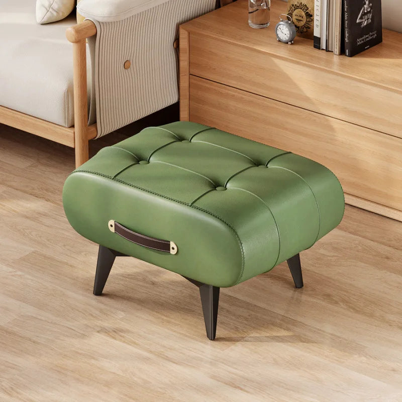 Foldable Foot Stool Extra Thick PU Leather & High-Density Foam Portable