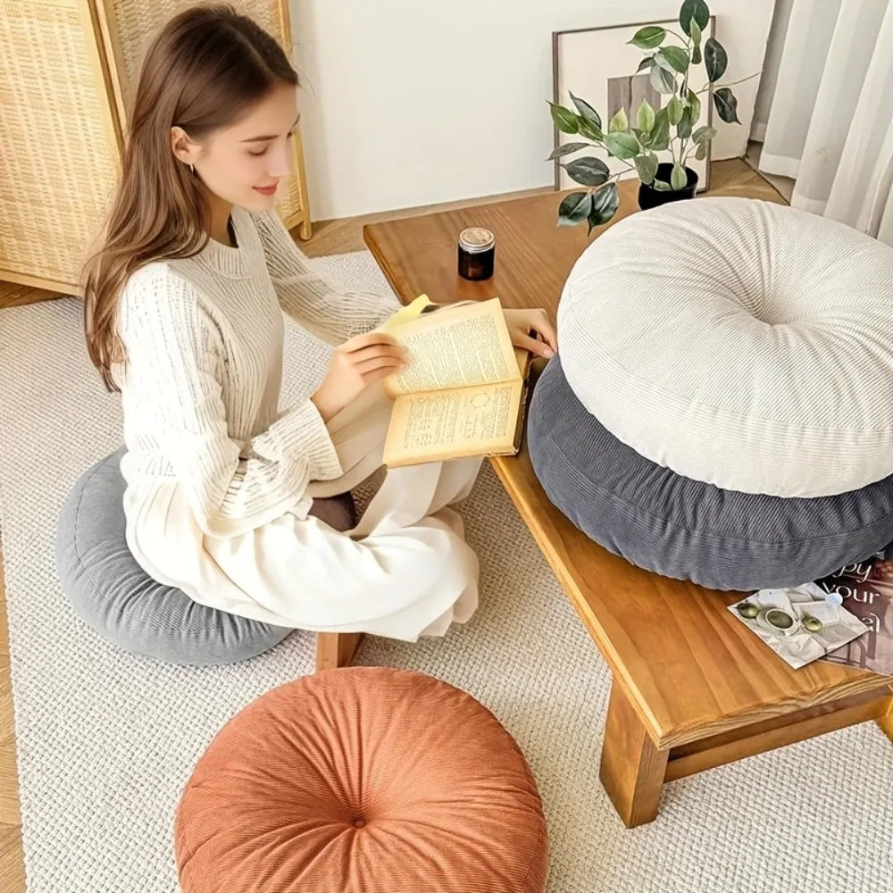 Thick Round Cushion, Soft & Comfortable Full-Filled Meditation Yoga Pillow Orange