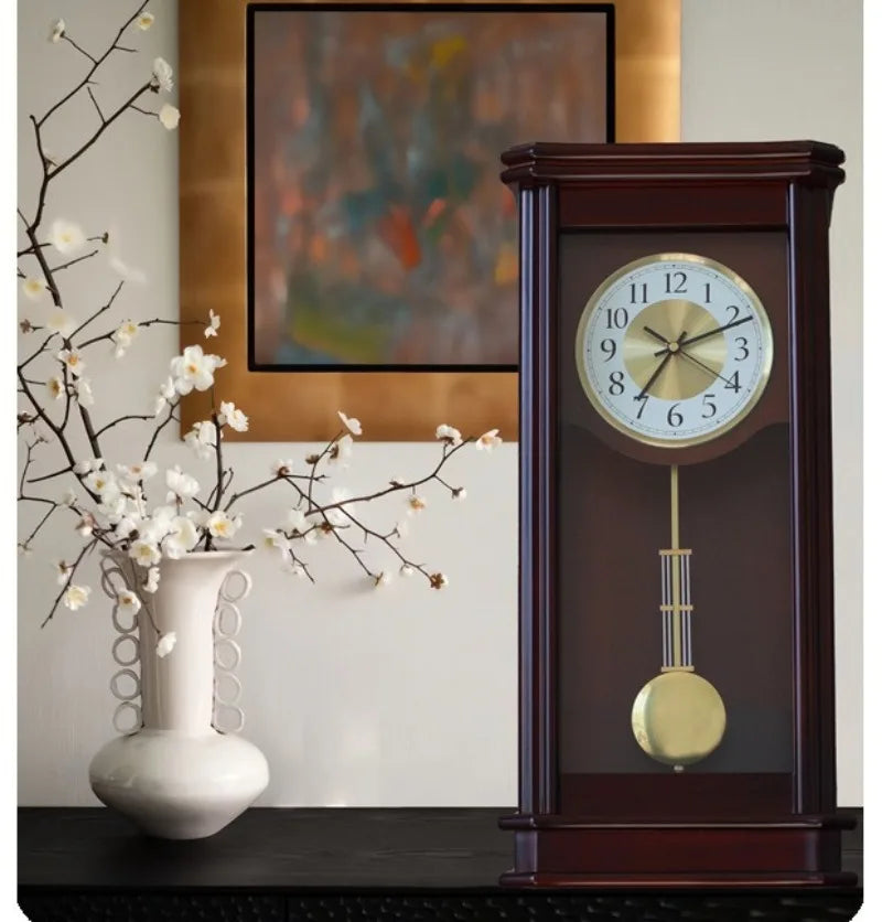 Wall Wooden Pendulum Clock Time Chime Vintage Classic Pendulum Clock Living