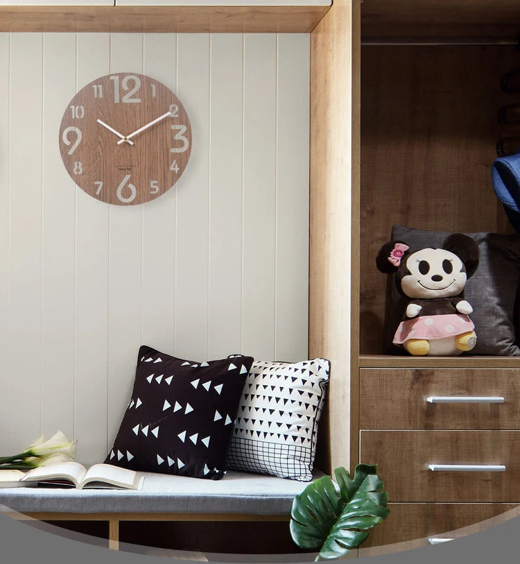 Wooden 3D Wall Clock Modern Design Nordic Brief Living Room Decoration