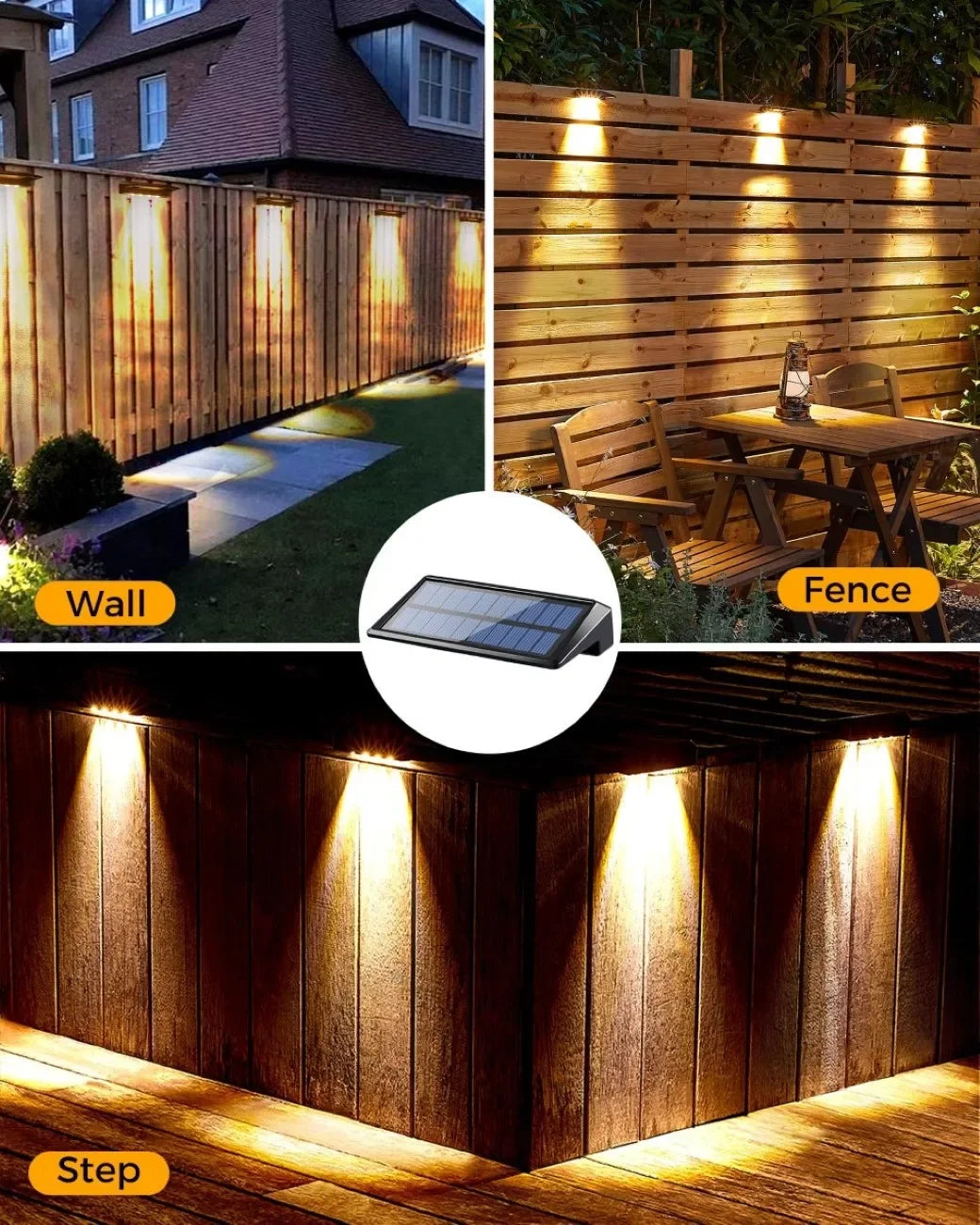 Solar Wall Lights 4 LED Solar Fence Lights Outdoor Waterproof Solar Deck Lights Wall