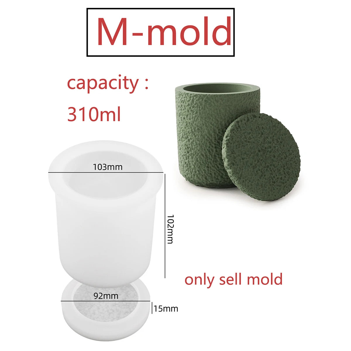 Concrete Lava Jar Candle Cup Mold DIY Round Plaster Storage Box Cement Plant
