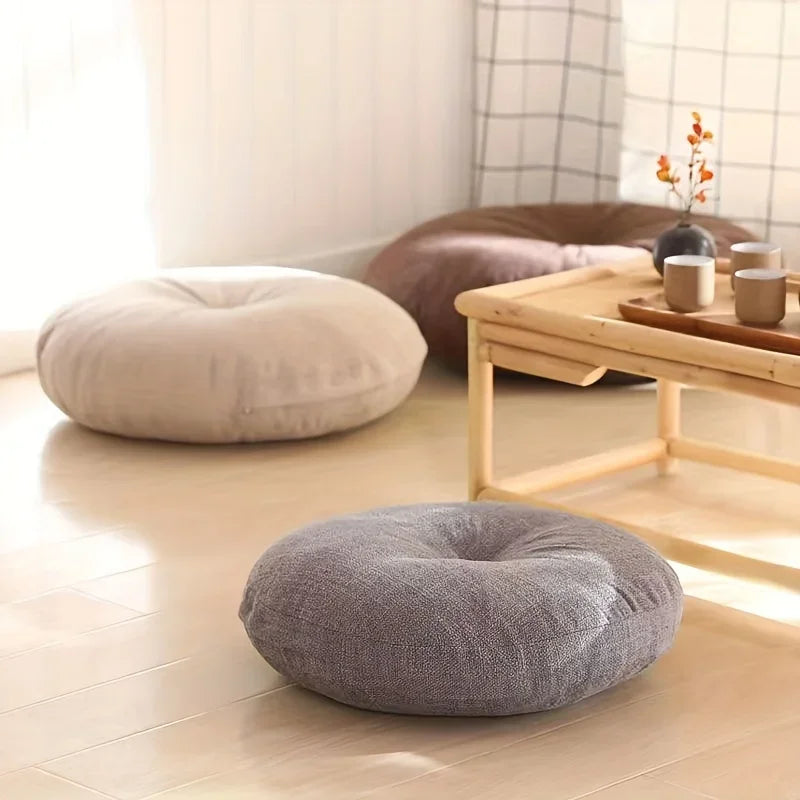 Thick Round Cushion, Soft & Comfortable Full-Filled Meditation Yoga Pillow Orange