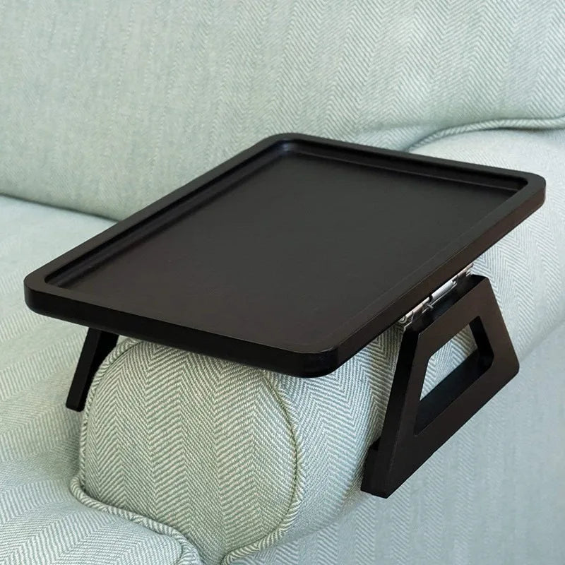 1pcs Wood Sofa Arm Tray Foldable Rectangular Snack & Fruit Platter