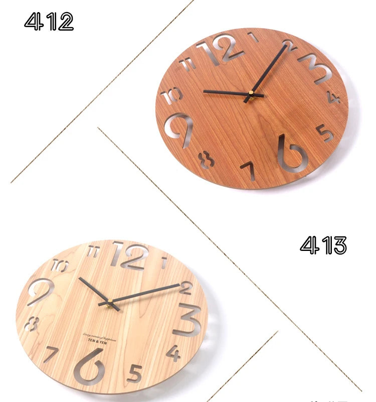 Wooden 3D Wall Clock Modern Design Nordic Brief Living Room Decoration