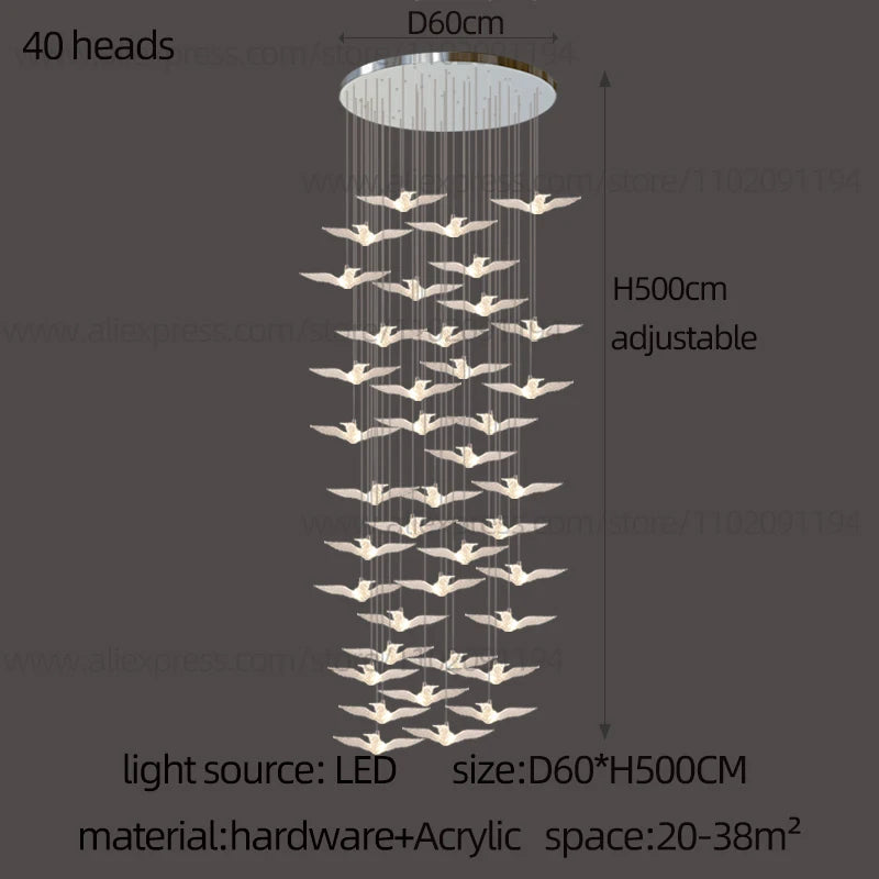 Led Bird Pendant Lamp Home Decoration Lighting Hanging Lamp Design Chandelier