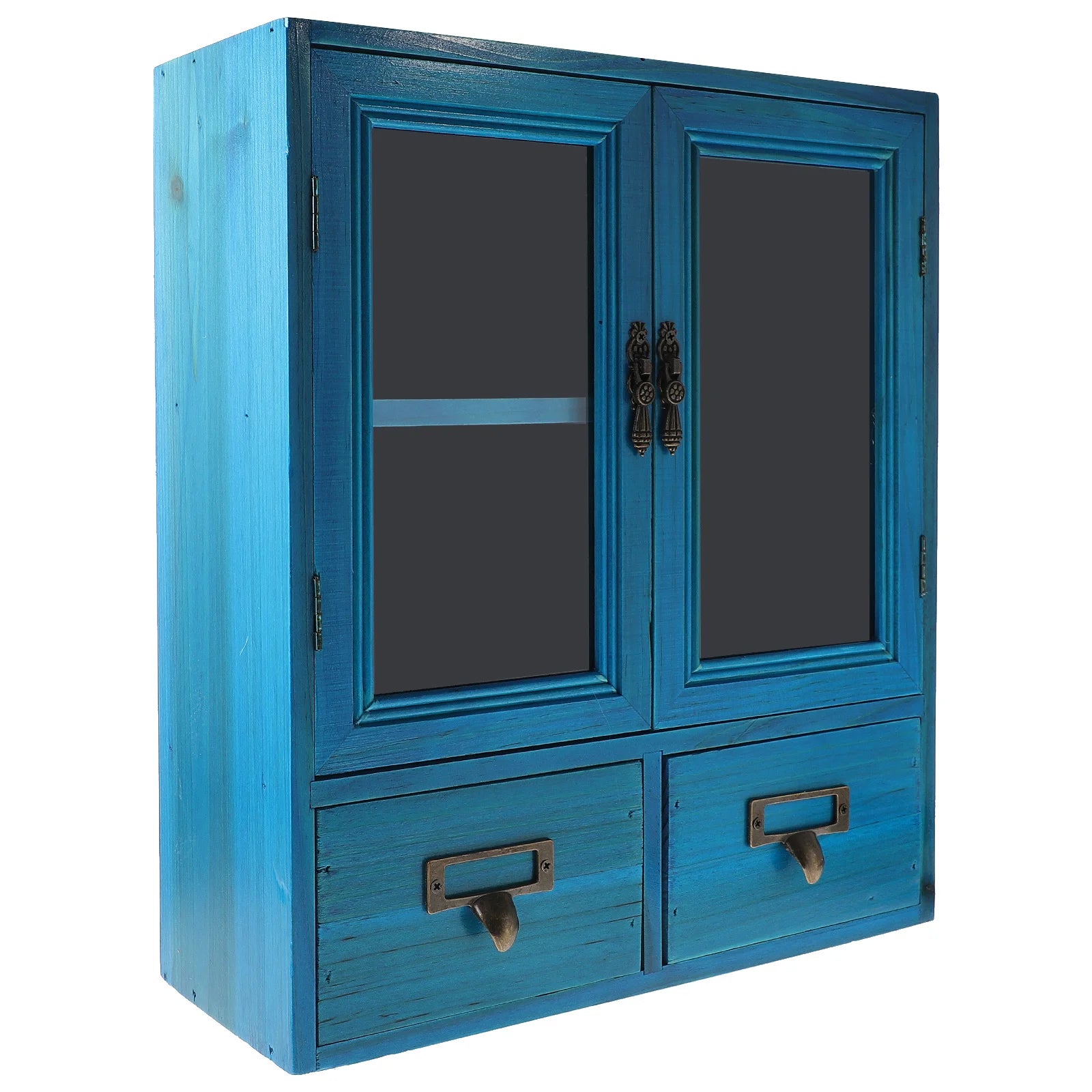 Wooden Wall Cabinet Vintage Double Door Storage Cabinet Sturdy Home Wall