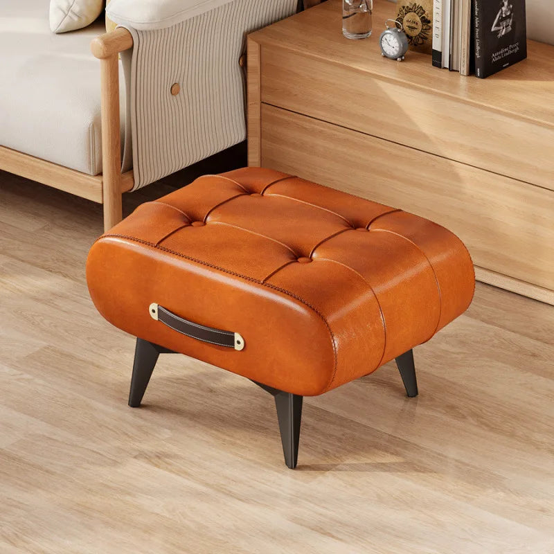 Foldable Foot Stool Extra Thick PU Leather & High-Density Foam Portable