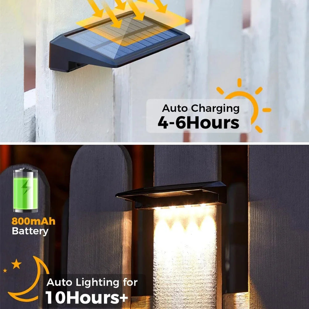 Solar Wall Lights 4 LED Solar Fence Lights Outdoor Waterproof Solar Deck Lights Wall