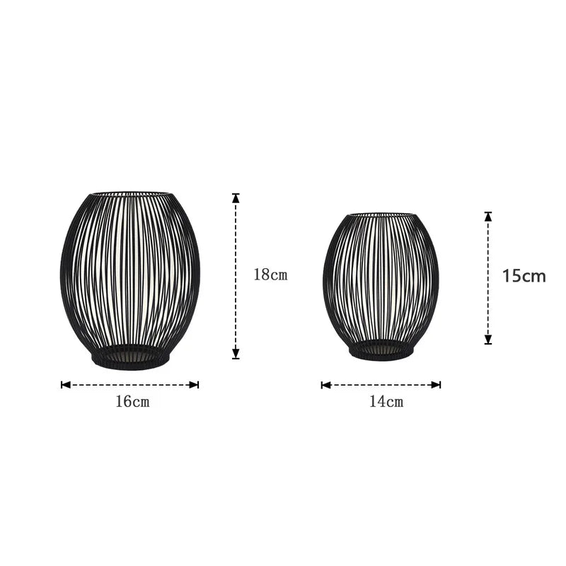 Black Lantern Candle Holder Vintage Iron Candle Ornament Romantic Candle Holder