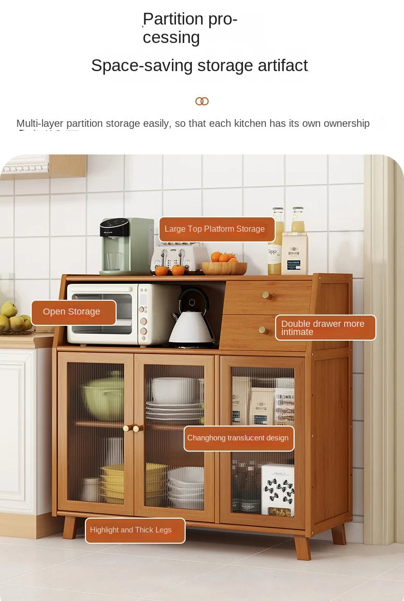 Bamboo solid wood kitchen cabinets furniture sideboard side table furniture