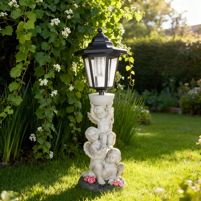 Solar Angel Sculpture Yard Light Resin Hexagonal Lamp Decorative Ornament