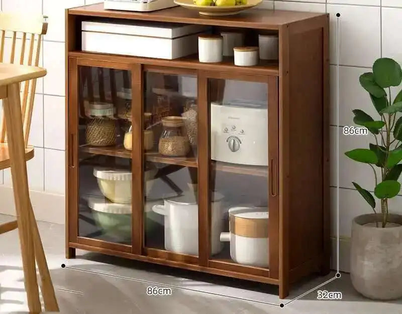 Modern Minimalist Kitchen Cabinet for Home Dust-proof Two-way Sliding Door
