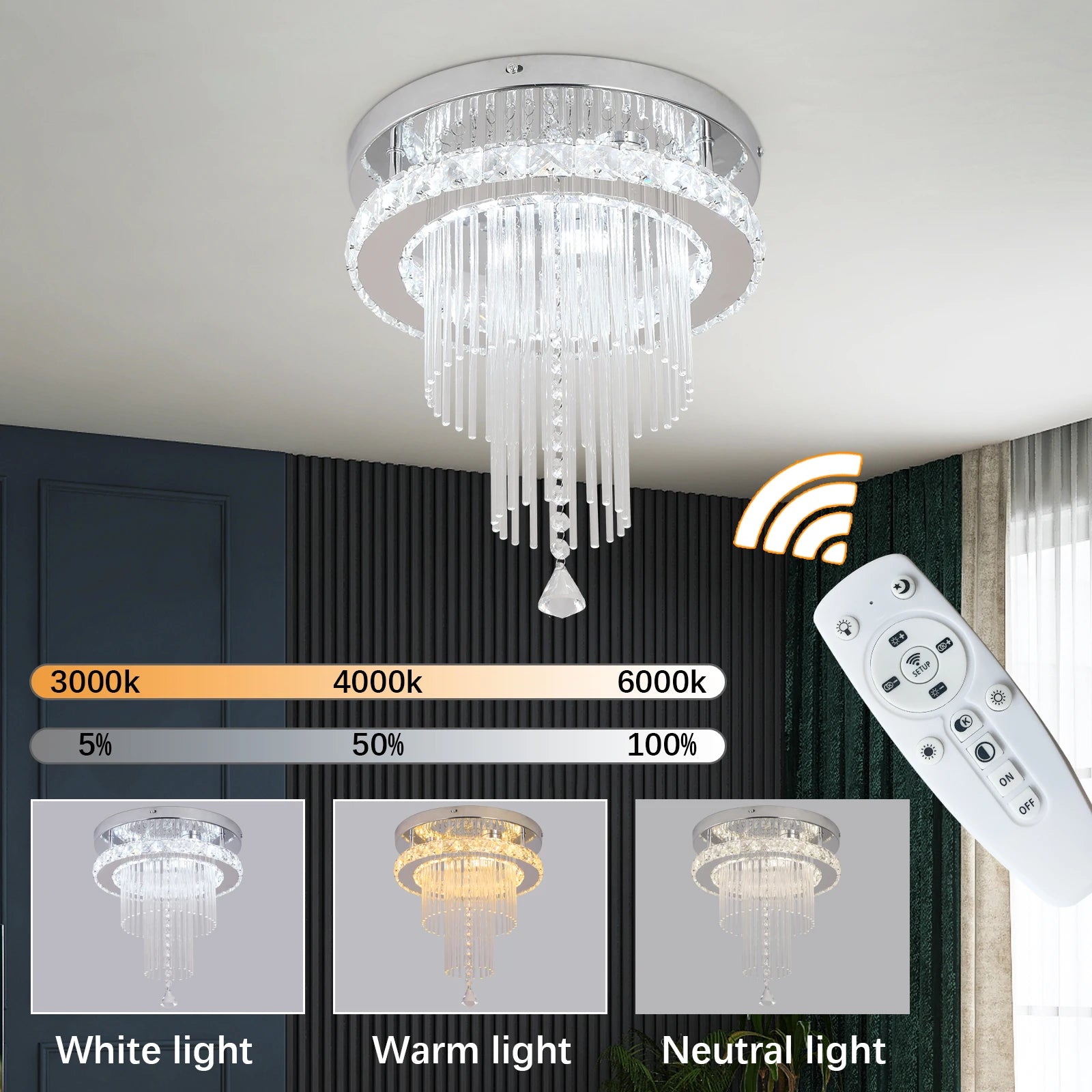 VETRULUS Modern Rain Drop Crystal Chandelier Luxury Ceiling  Light  Led