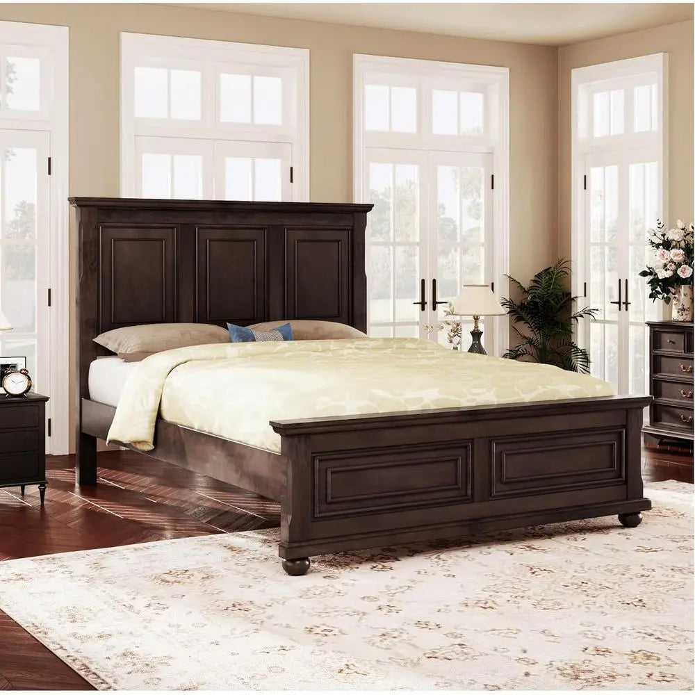 Solid Wood Queen Platform Bed with Wooden Slats, No Box Spring Needed
