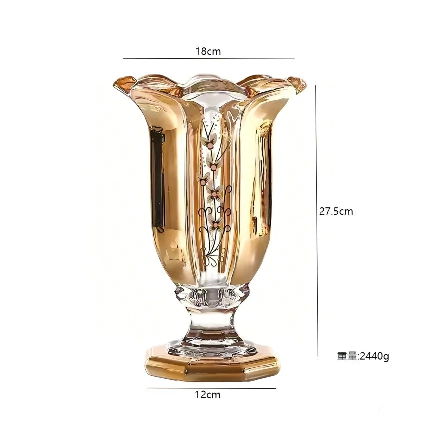 Bohemian Crystal Glass Vase Transparent Luxury Home Decor for Living Room