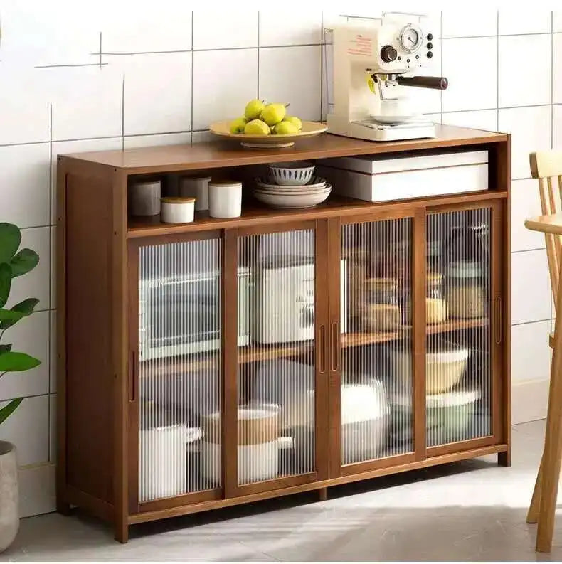 Modern Minimalist Kitchen Cabinet for Home Dust-proof Two-way Sliding Door