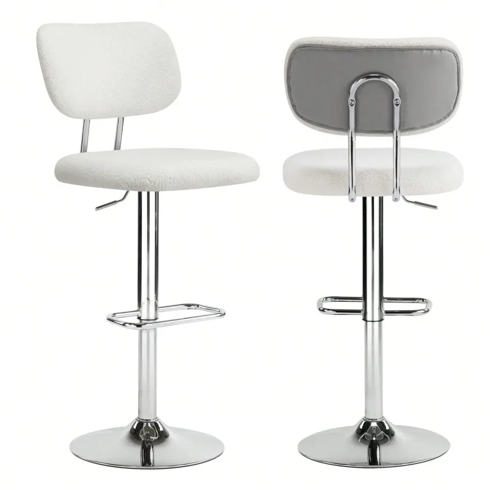 Modern Beauty Bar Stools Set Of 2 Adjustable Velvet Barstools With Backrest