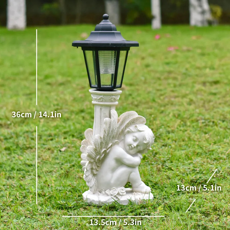Angel Lantern Garden Statue Angel Girl Outdoor Solar Ornament Night Light
