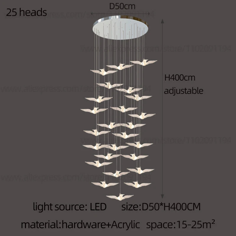 Led Bird Pendant Lamp Home Decoration Lighting Hanging Lamp Design Chandelier