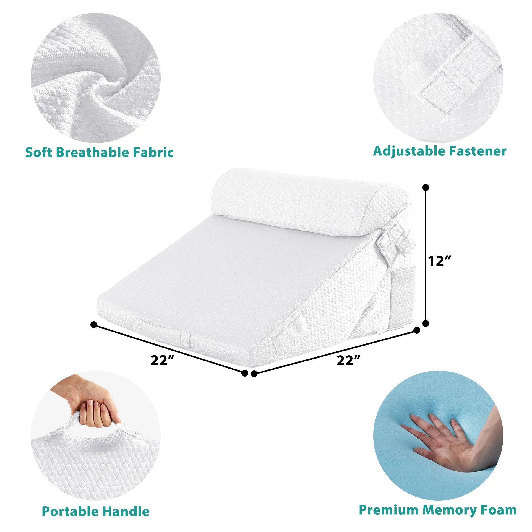 3pcs bed wedge pillow set, foam wedge pillow for back, leg and knee support