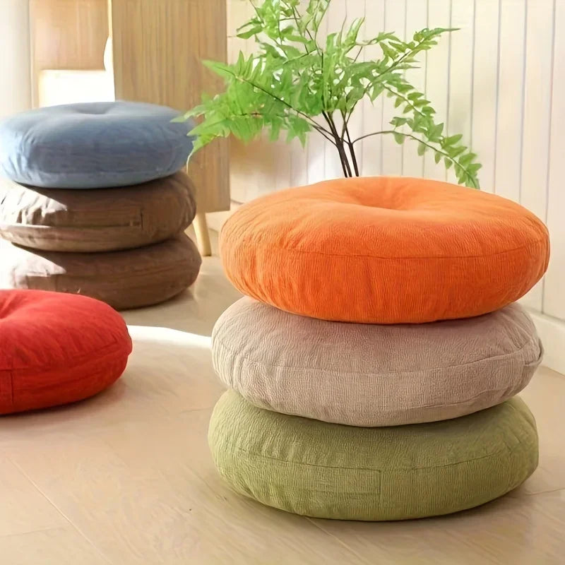 Thick Round Cushion, Soft & Comfortable Full-Filled Meditation Yoga Pillow Orange