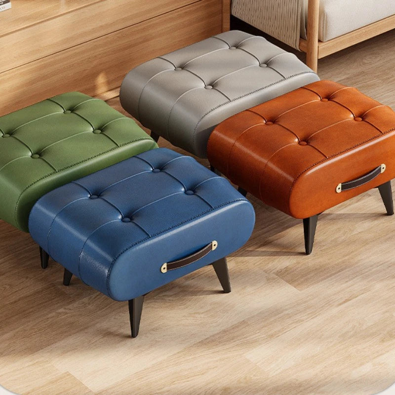 Foldable Foot Stool Extra Thick PU Leather & High-Density Foam Portable