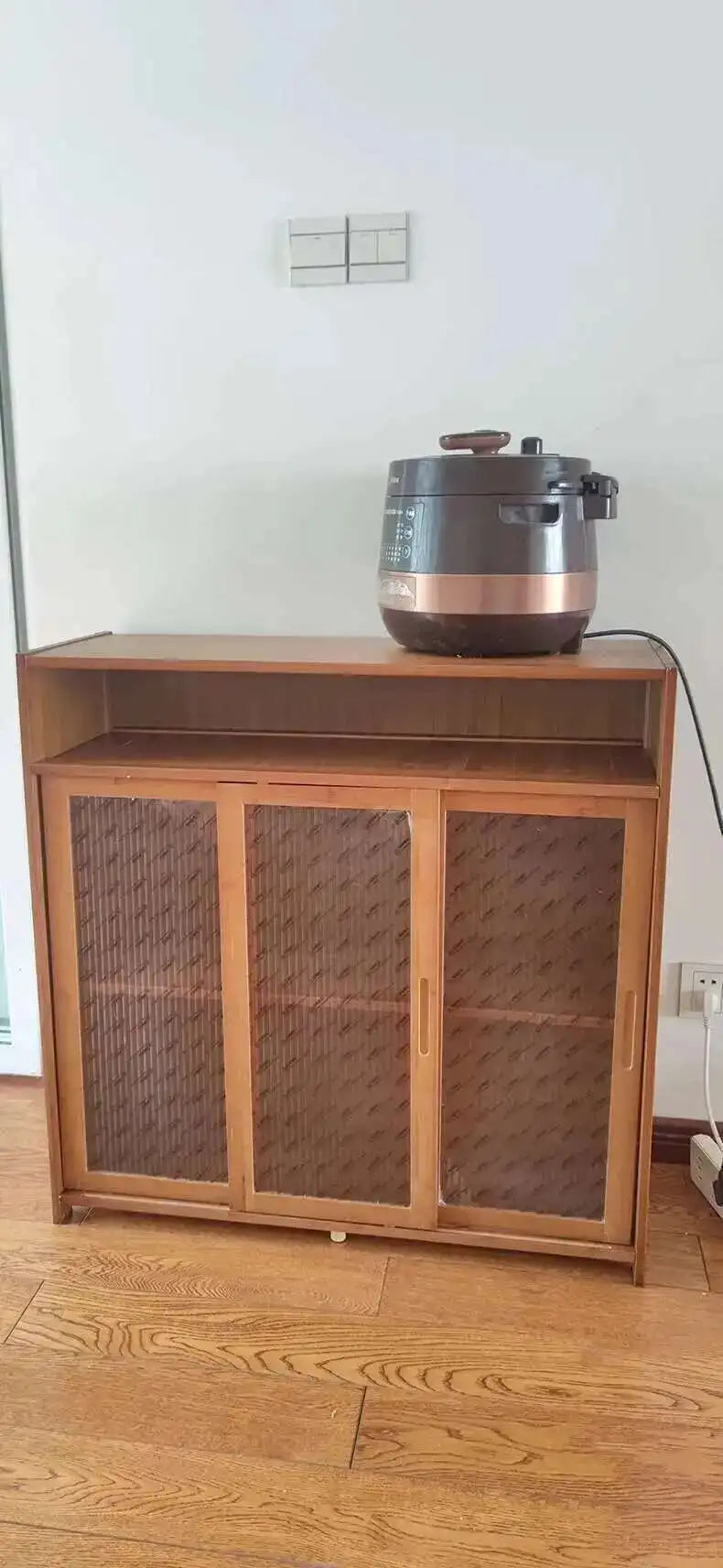 Modern Minimalist Kitchen Cabinet for Home Dust-proof Two-way Sliding Door