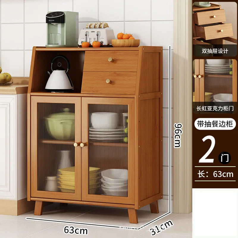 Bamboo solid wood kitchen cabinets furniture sideboard side table furniture