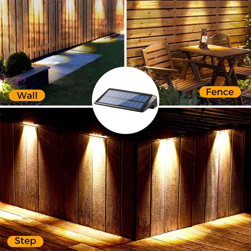 Solar Wall Lights 4 LED Solar Fence Lights Outdoor Waterproof Solar Deck Lights Wall
