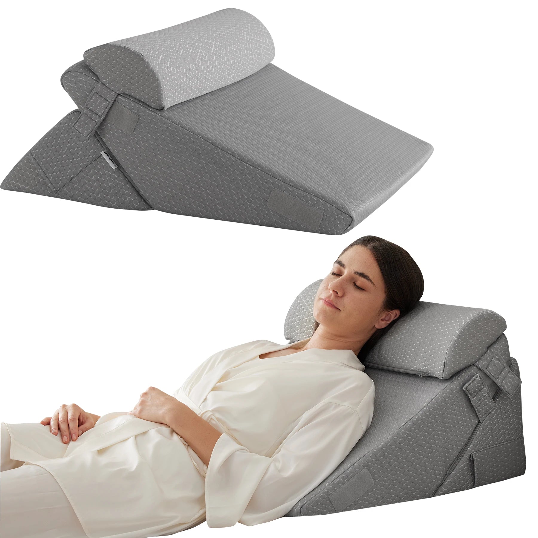 3pcs bed wedge pillow set, foam wedge pillow for back, leg and knee support