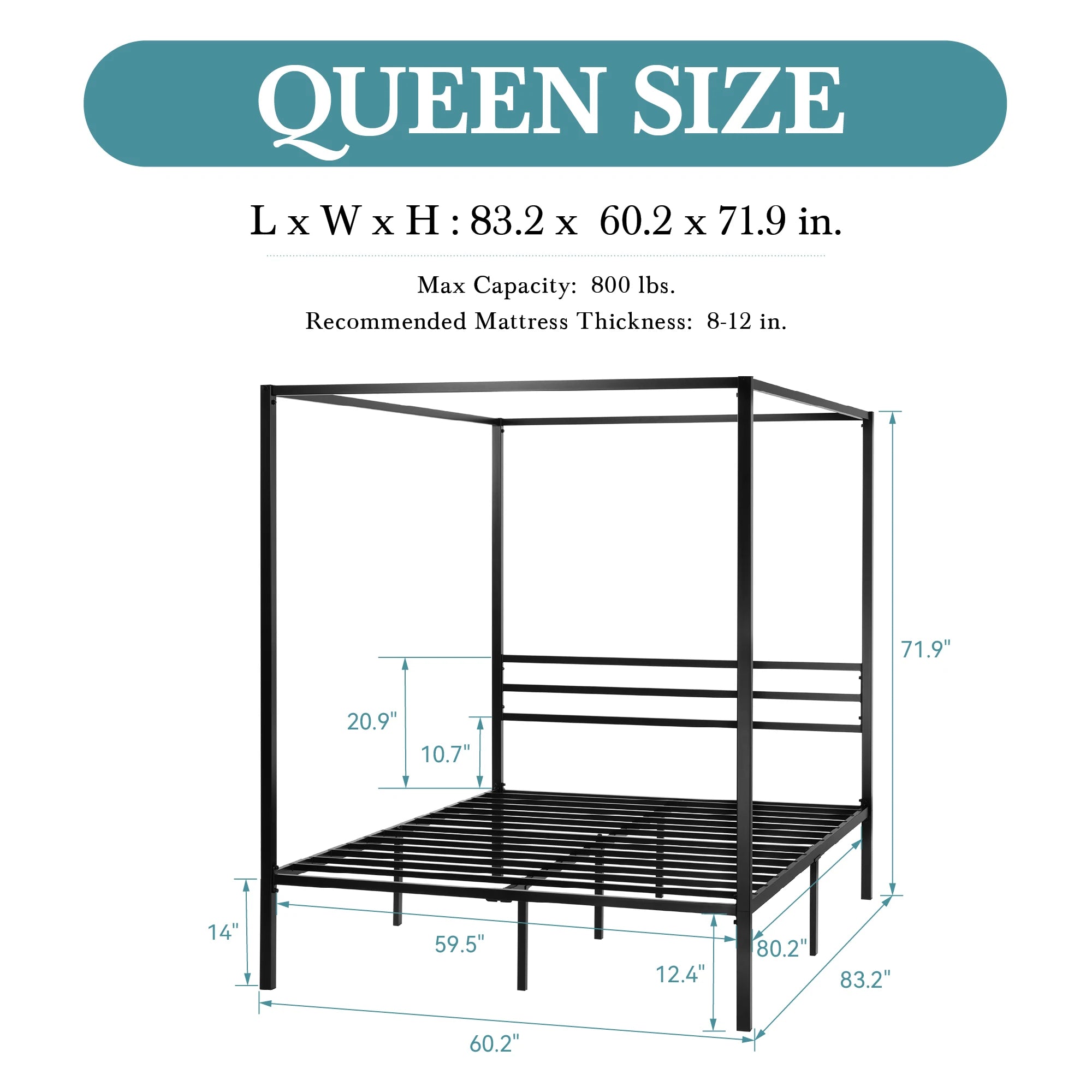 Metal Bar Twin Bed Frame — White, Black & Antique Gold