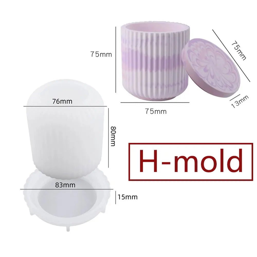 Concrete Lava Jar Candle Cup Mold DIY Round Plaster Storage Box Cement Plant