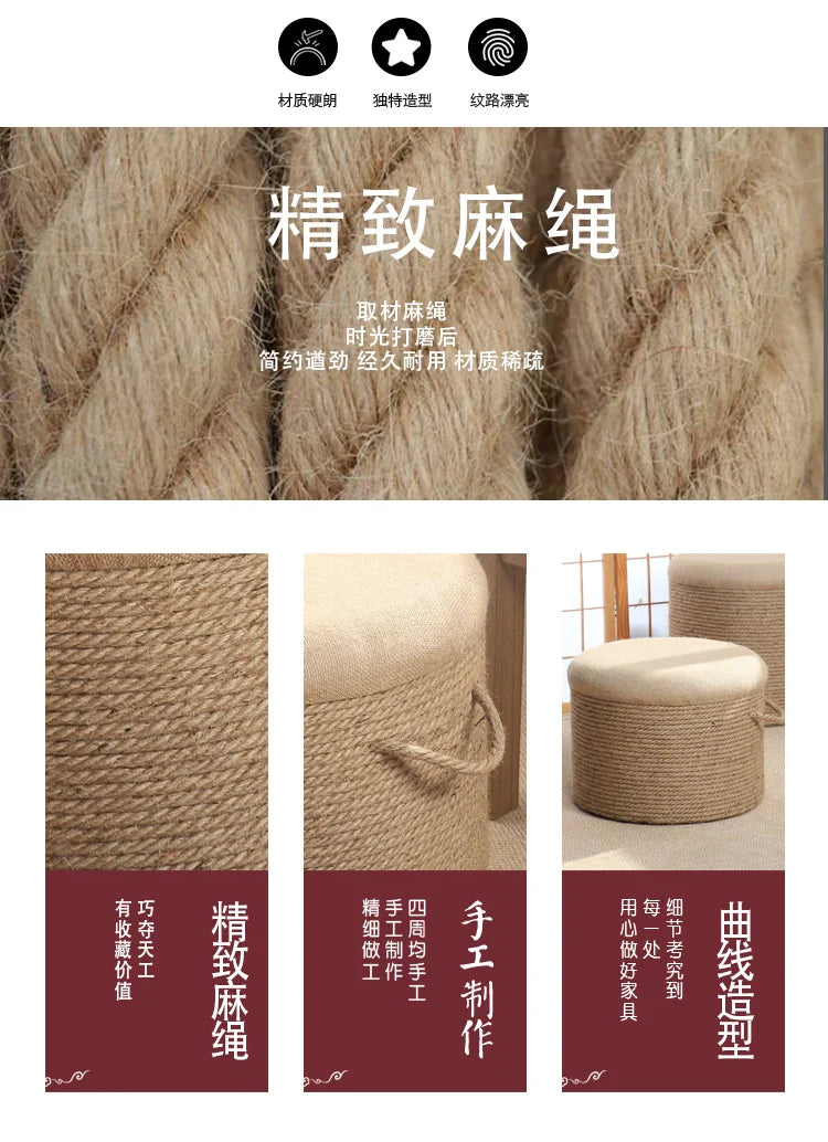 Adult-Seated Floor Seat Decor‌ Natural Jute Handwoven Pouf Ottoman