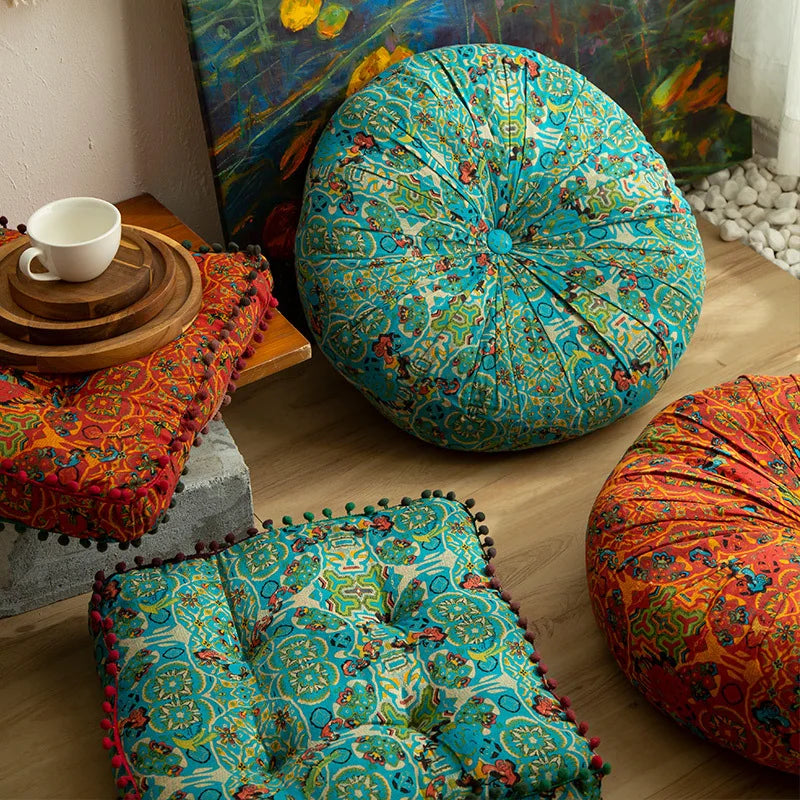 Bohemian Style Thickened Cotton Linen Cushion for Ground Lazy People Pillow