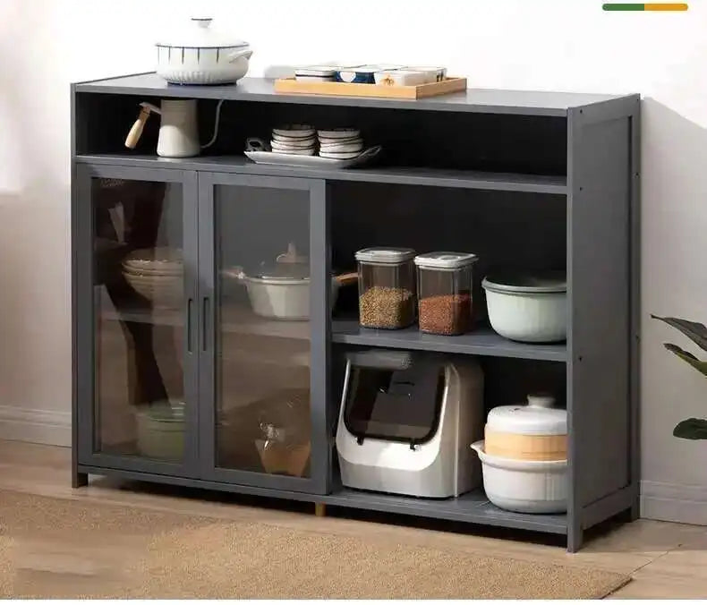 Modern Minimalist Kitchen Cabinet for Home Dust-proof Two-way Sliding Door