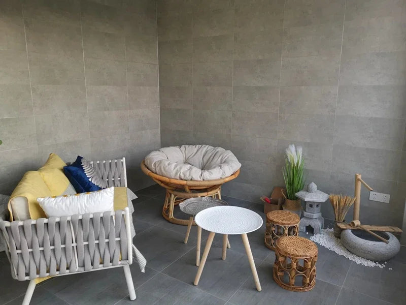 Rattan Low Stool Living Room Small Apartment Round chair Ottomans