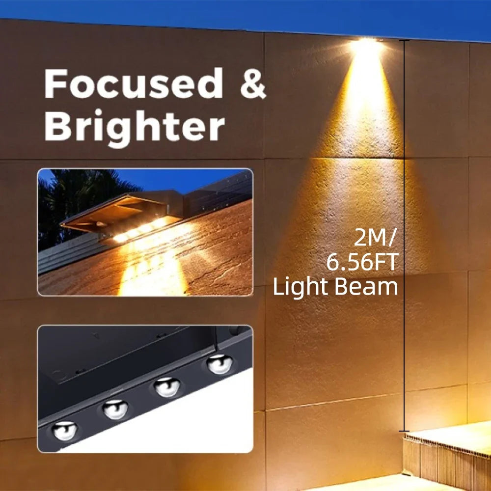 Solar Wall Lights 4 LED Solar Fence Lights Outdoor Waterproof Solar Deck Lights Wall