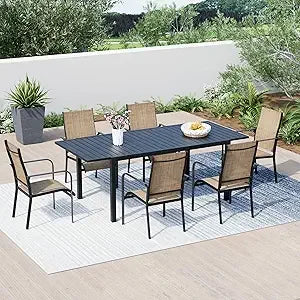 All-Weather Rattan Patio Dining Set with 60