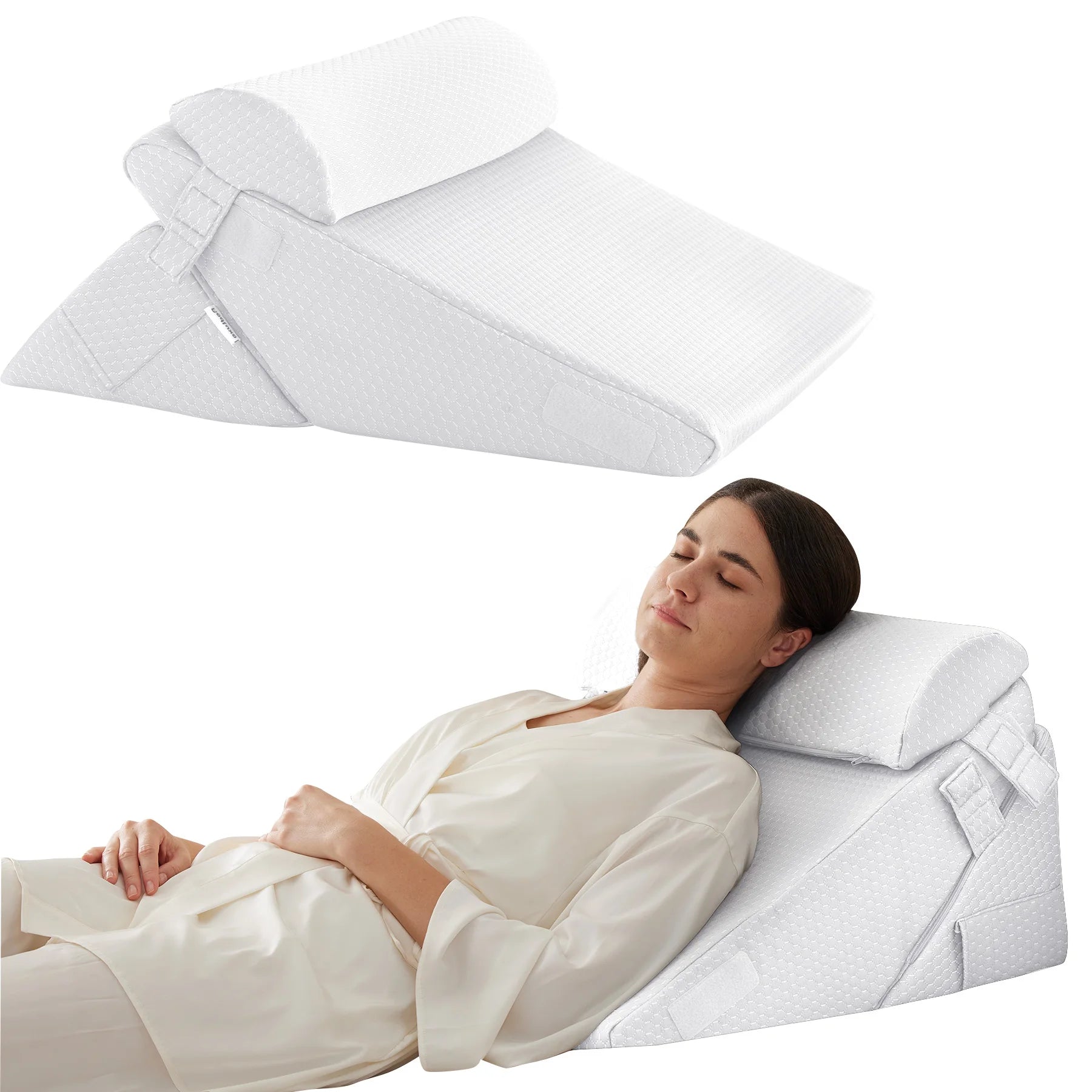 3pcs bed wedge pillow set, foam wedge pillow for back, leg and knee support