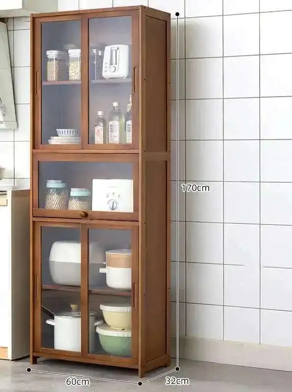 Modern Minimalist Kitchen Cabinet for Home Dust-proof Two-way Sliding Door