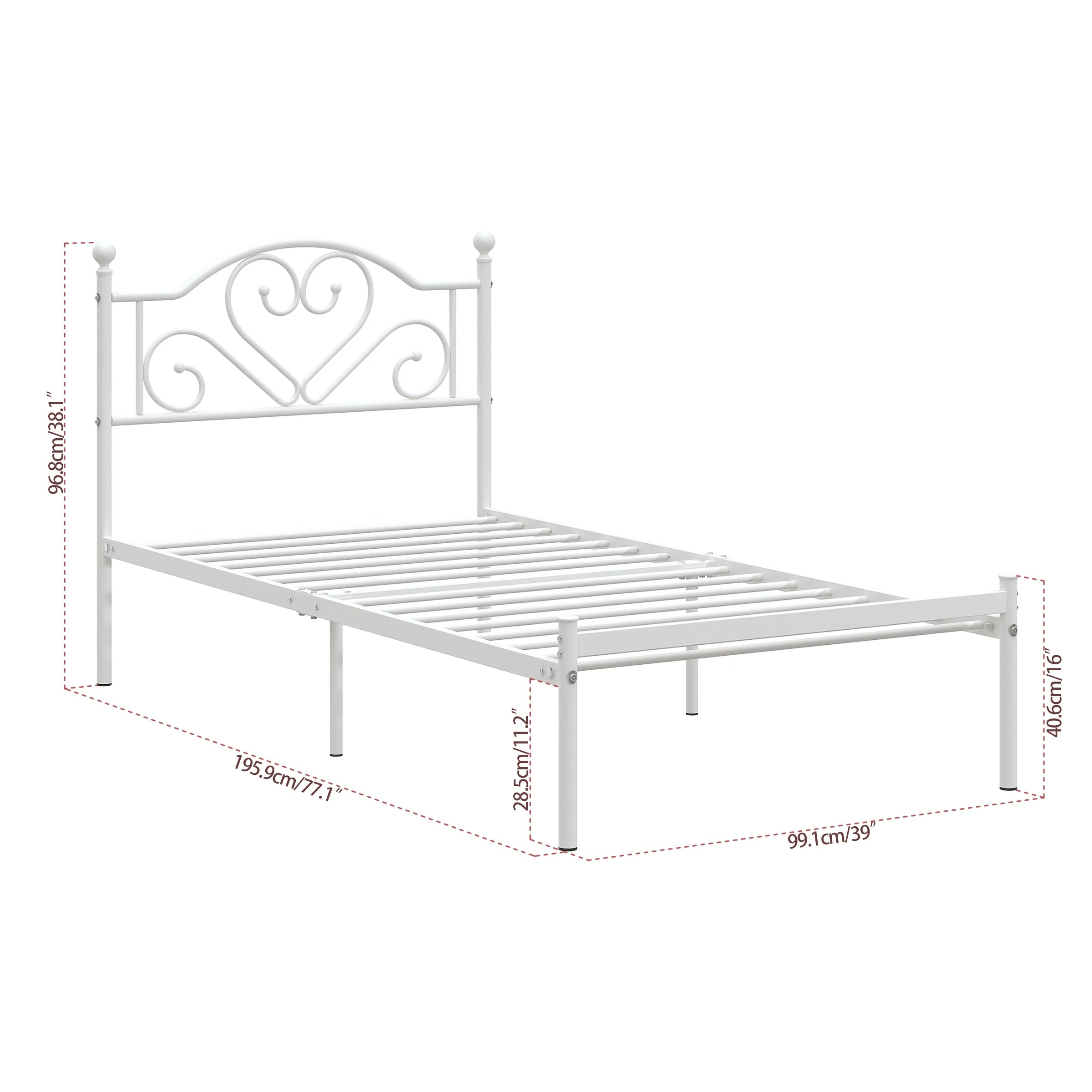 Twin Bed Frame with Headboard, Heavy Duty Metal Platform Bed with Under Bed