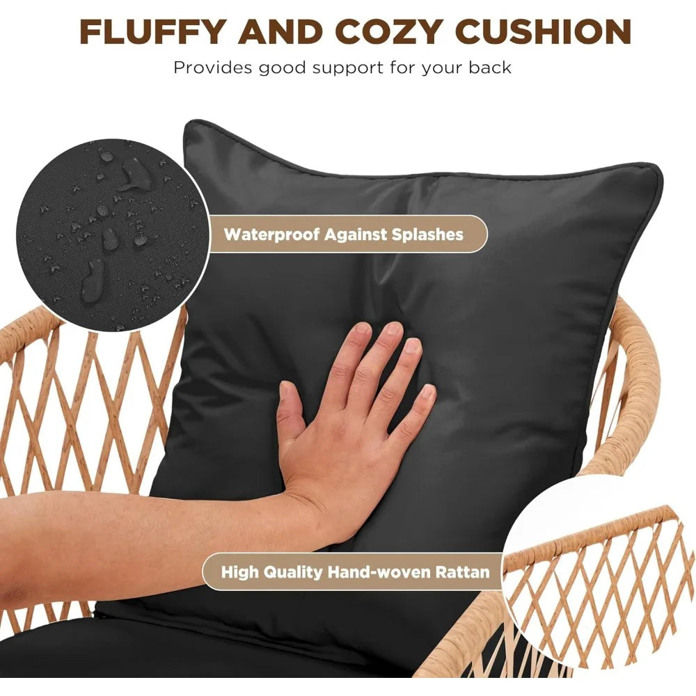 All-Weather Rattan Patio Dining Set with 60