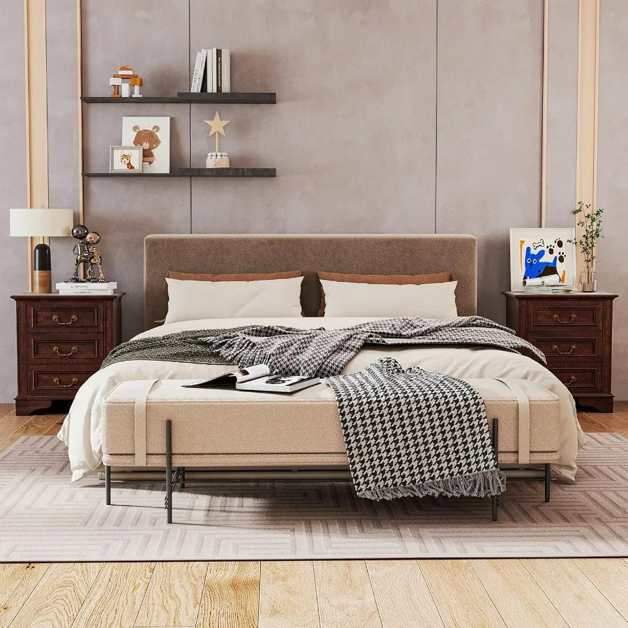 Nightstand with Charging Station Wooden Bedside Table with 3 Drawers for Bedroom